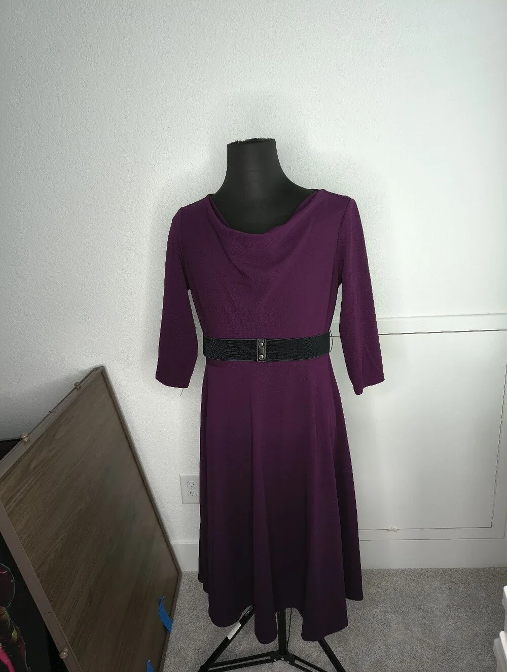 Danny & Nicole Plum Long Sleeve Dress